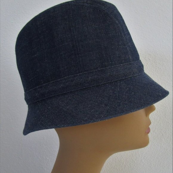 Dark Blue Denim Bucket Trilby Unisex Hat Bendels Cotton London - Picture 3 of 9